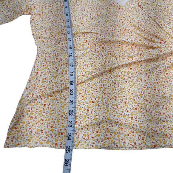 Lands End Womens Yellow Floral Wrap w/Tie Waist Top Blouse SZ Large - Picture 4 of 11